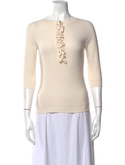 Pre-owned Carolina Herrera Cashmere Patterned Sweater In Neutrals