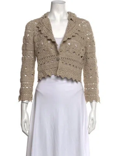 Pre-owned Carolina Herrera Cashmere Patterned Sweater In Neutrals