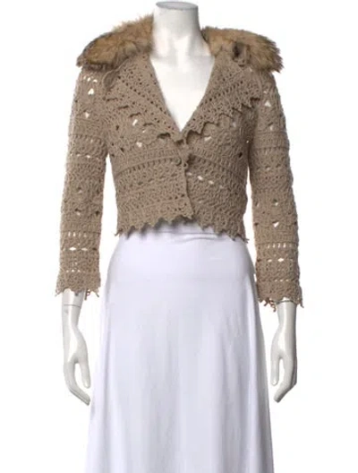 Pre-owned Carolina Herrera Cashmere Patterned Sweater In Neutrals