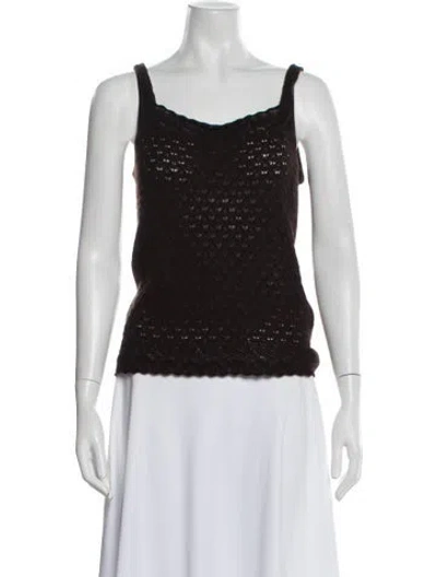 Pre-owned Carolina Herrera Cashmere Patterned Top In Black