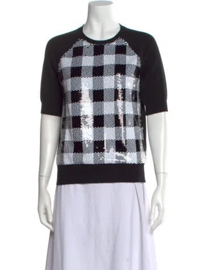 Pre-owned Carolina Herrera Cashmere Plaid Print Sweater W/ Tags In Black
