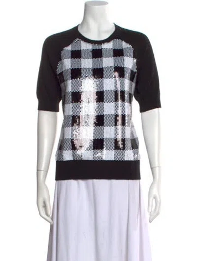 Pre-owned Carolina Herrera Cashmere Plaid Print Sweater W/ Tags In Black
