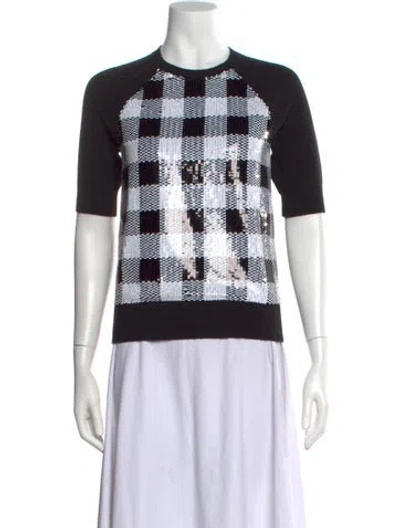 Pre-owned Carolina Herrera Cashmere Plaid Print Sweater W/ Tags In Black