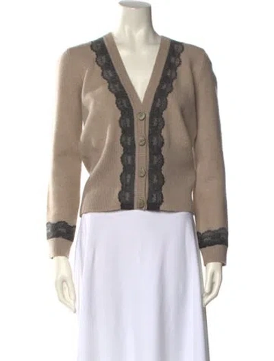 Pre-owned Carolina Herrera Cashmere Printed Sweater In Neutral