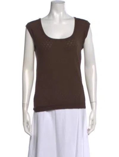Pre-owned Carolina Herrera Cashmere Scoop Neck Sweater In Brown