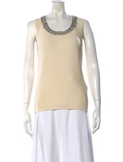 Pre-owned Carolina Herrera Cashmere Scoop Neck Top In Neutral