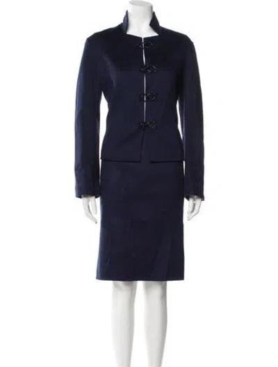 Pre-owned Carolina Herrera Cashmere Skirt Set In Blue