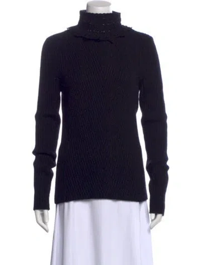 Pre-owned Carolina Herrera Cashmere Turtleneck Sweater In Black