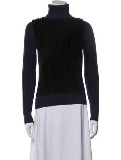 Pre-owned Carolina Herrera Cashmere Turtleneck Sweater In Blue