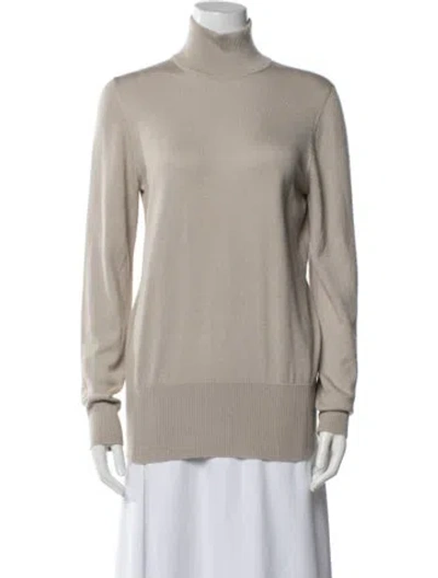 Pre-owned Carolina Herrera Cashmere Turtleneck Sweater In Gray