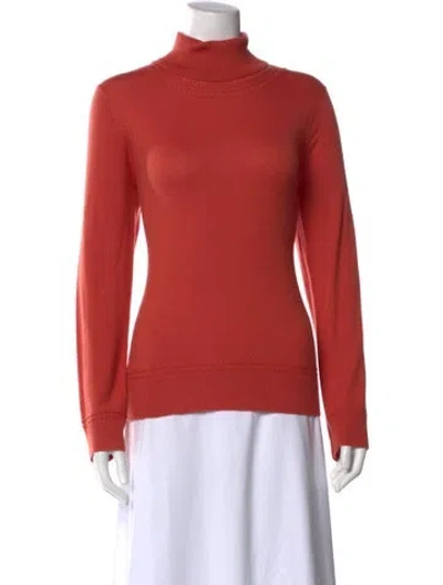 Pre-owned Carolina Herrera Cashmere Turtleneck Sweater In Orange