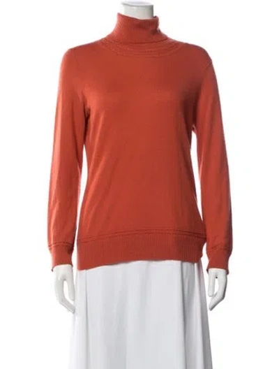 Pre-owned Carolina Herrera Cashmere Turtleneck Sweater In Orange