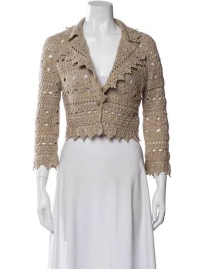 Pre-owned Carolina Herrera Cashmere Tweed Pattern Blazer In Neutral