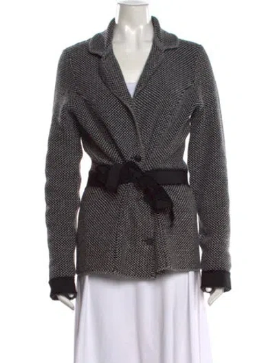 Pre-owned Carolina Herrera Cashmere Tweed Pattern Sweater In Black