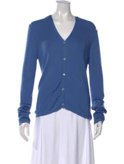 Pre-owned Carolina Herrera Cashmere V-neck Sweater In Blue