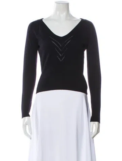 Pre-owned Carolina Herrera Cashmere V-neck Sweater In Gray