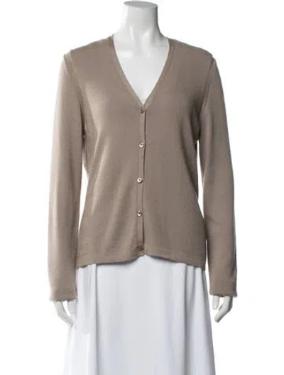 Pre-owned Carolina Herrera Cashmere V-neck Sweater In Neutral