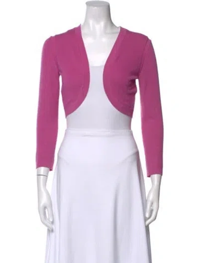 Pre-owned Carolina Herrera Cashmere V-neck Sweater In Pink/purple