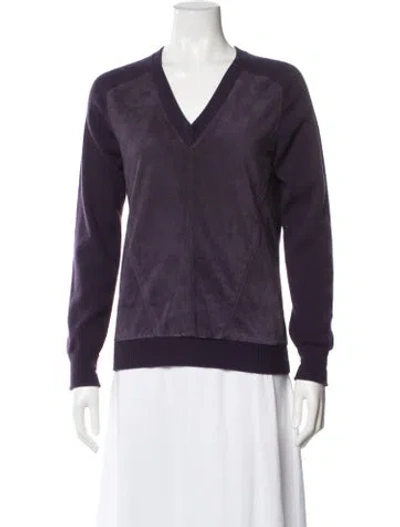 Pre-owned Carolina Herrera Cashmere V-neck Sweater In Purple