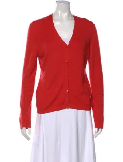 Pre-owned Carolina Herrera Cashmere V-neck Sweater In Red