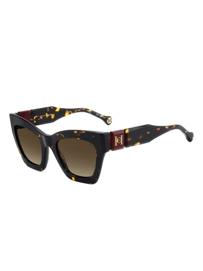 Carolina Herrera Cat-eye Speckled-effect Sunglasses In Black