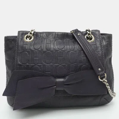 Pre-owned Carolina Herrera Ch  Audrey Purple Leather Shoulder Bag