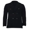 Carolina Herrera Ch  Double-breasted Blazer In Black Wool In Blue