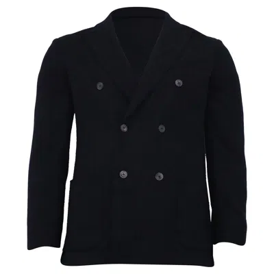 Carolina Herrera Ch  Double-breasted Blazer In Black Wool In Blue