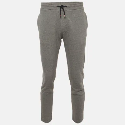 Pre-owned Carolina Herrera Ch  Grey Logo Embroidered Jersey Sweatpants S In Gray