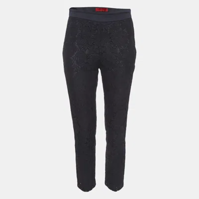 Pre-owned Carolina Herrera Ch  Navy Blue Lace Trousers S