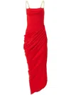 Carolina Herrera Chain Strap Midi Dress In Red