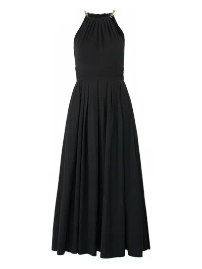 Carolina Herrera Chain-strap Halterneck Midi Dress In Black