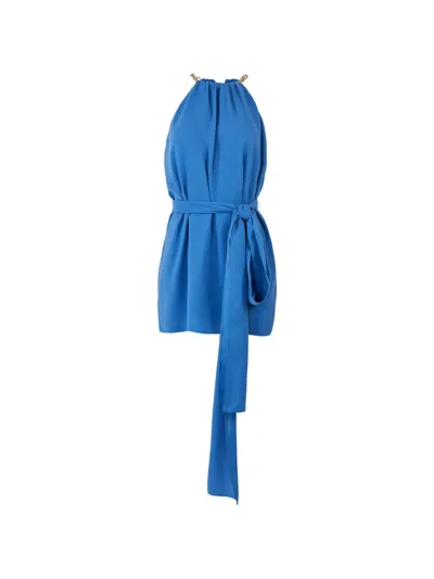 Carolina Herrera Chain-strap Halterneck Top In Blue