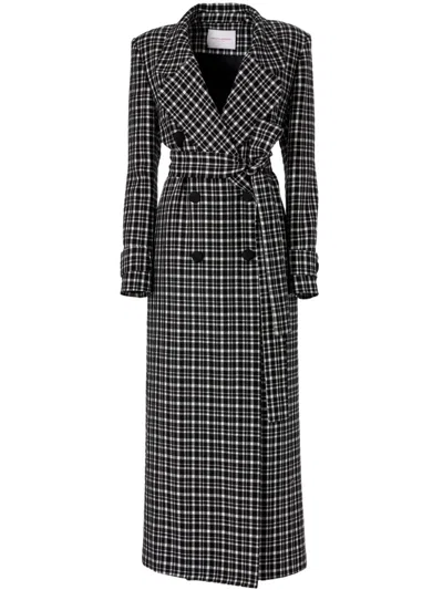 Carolina Herrera Check-pattern Coat In Black