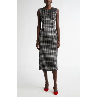Carolina Herrera Check Sleeveless Midi Dress In Black/ White