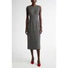 Carolina Herrera Crewneck Wool-blend Midi Dress In Black/white