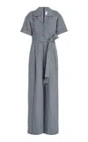 Carolina Herrera Checked Linen-wool Jumpsuit In Grey