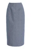 Carolina Herrera Checked Linen-wool Maxi Skirt In Grey
