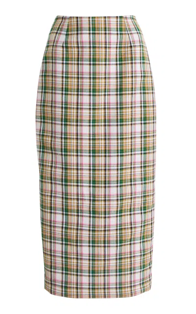 Carolina Herrera Checked Midi Pencil Skirt In Multi