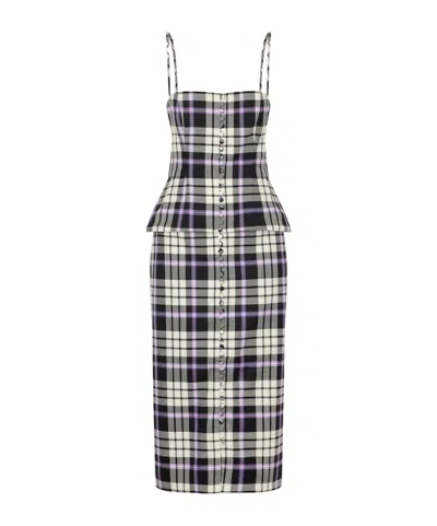 Carolina Herrera Checked Wool-blend Midi Dress In Gray
