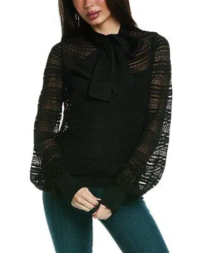 Pre-owned Carolina Herrera Chevron Stripe Sweater Women's In Black