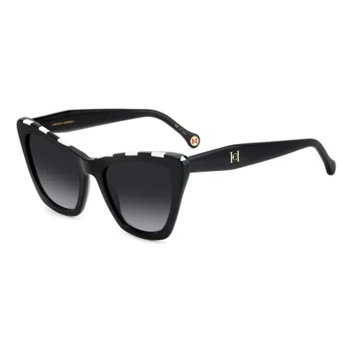 Carolina Herrera Chher0129s80sac Acetate Cat-eye Sunglasses In Black