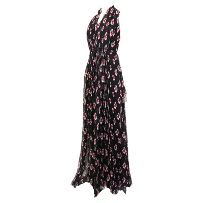 Pre-owned Carolina Herrera Chiffon Printed Halter Dress In Black