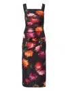 Carolina Herrera Chrysanthemum Print Pleated Faille Midi Dress In Multi
