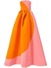 Carolina Herrera Silk Colour-block Strapless Gown In Pink