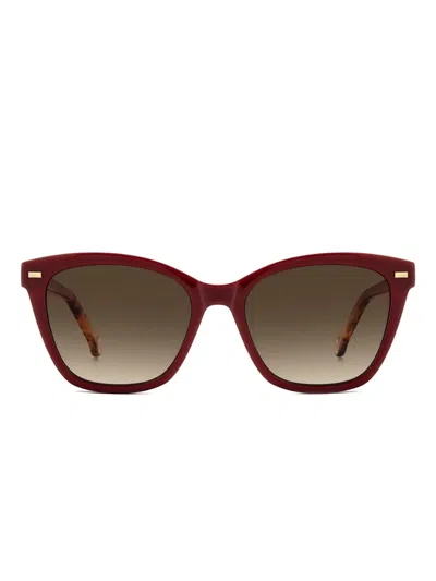 Carolina Herrera Clip Tortoiseshell Glasses In Burgundy