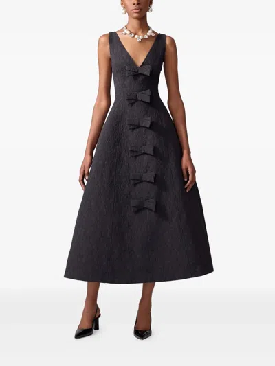 CAROLINA HERRERA CLOQUÉ-EFFECT MIDI DRESS