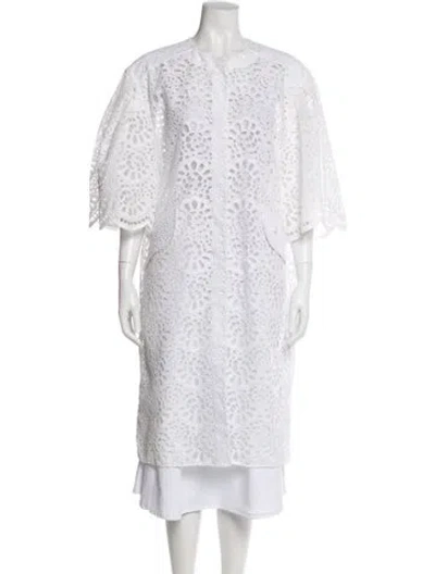 Pre-owned Carolina Herrera Coat In White
