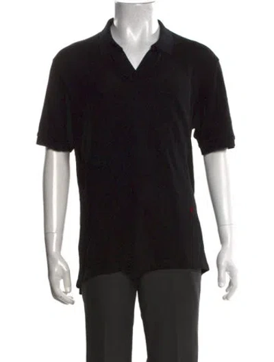 Pre-owned Carolina Herrera Collar Short Sleeve Polo Shirt In Black
