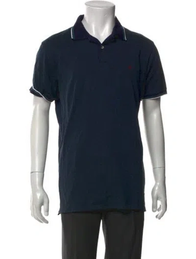 Pre-owned Carolina Herrera Collar Short Sleeve Polo Shirt In Blue